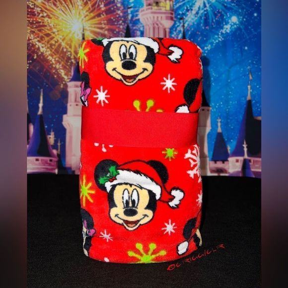 New Disney Mickey Minnie Mouse Christmas Red 2Pack Bathroom Kitchen Hand Towels - Picture 4 of 4